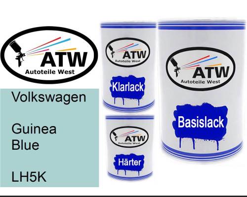 Volkswagen, Guinea Blue, LH5K: 500ml Lackdose + 500ml Klarlack + 250ml Härter - Set, von ATW Autoteile West.